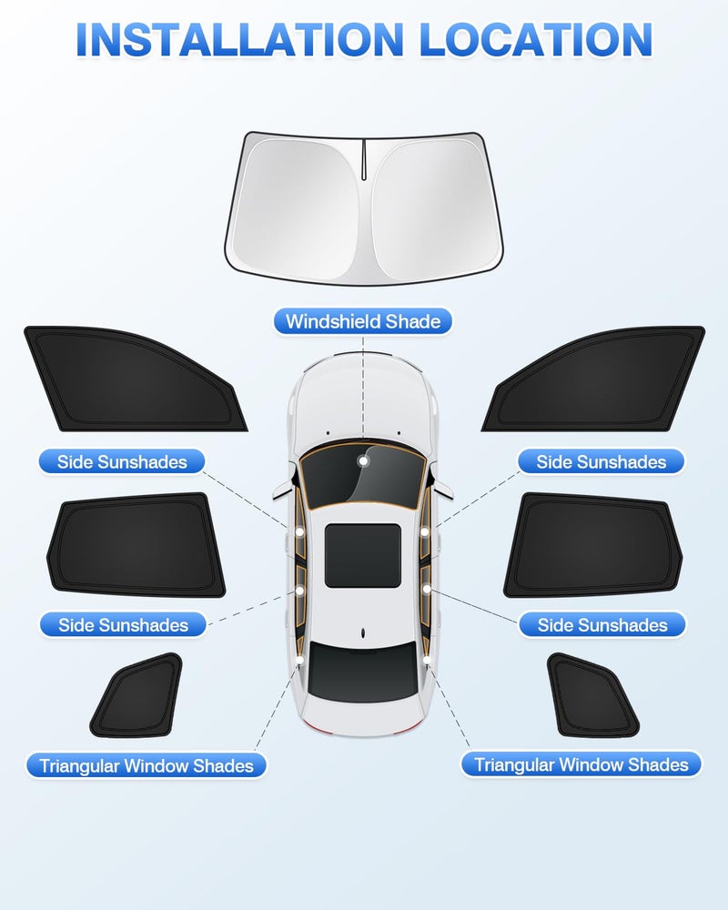 Canvcle Sunshades for 2025 BMW X3 Accessories Windshield Sun Shade Side Rear Window Shade Cover Sun Visor Shield Privacy Protection for Camping Keep Vehicle Cool Black 7PCS - Image 5